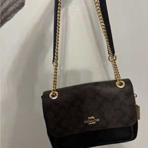 Coach Black and Brown Crossbody Bag with Gold Accents